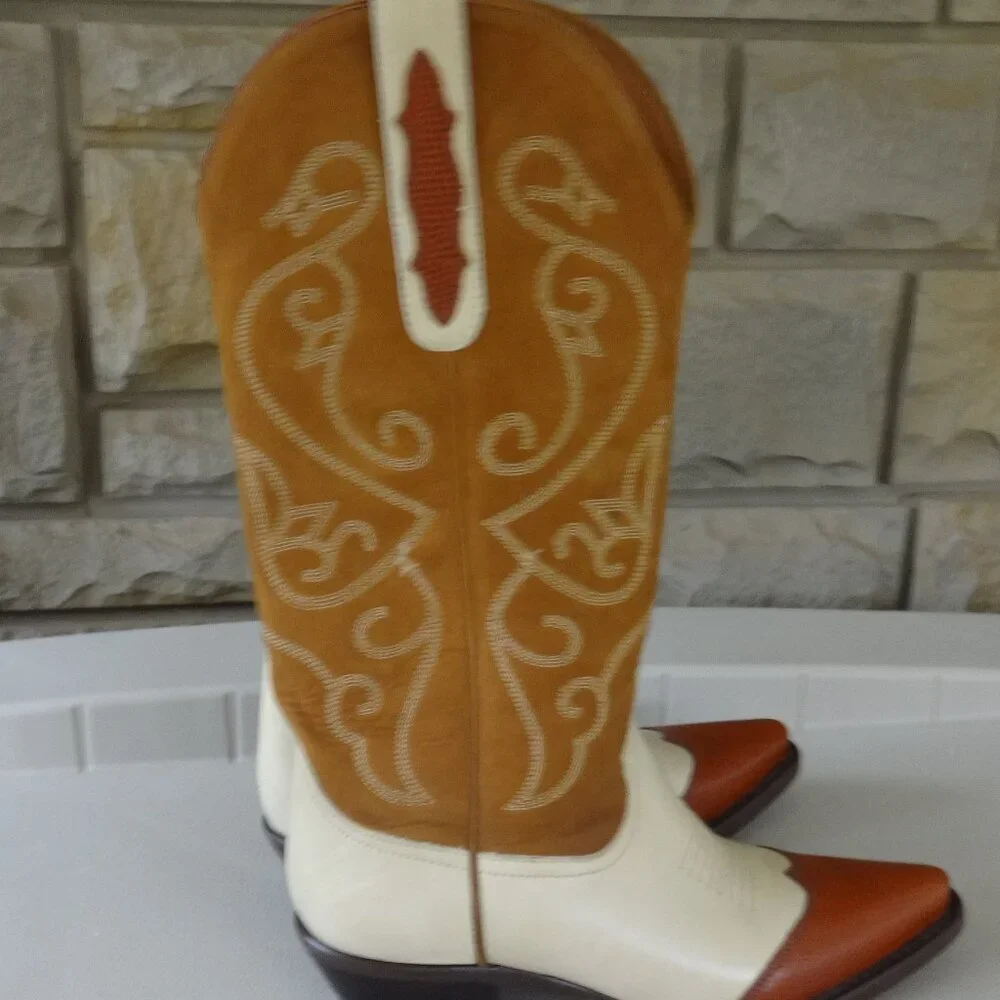 Nine West Western boots women's size 5.5M, 3 tone leather, pointed toe, quality - Picture 13 of 15